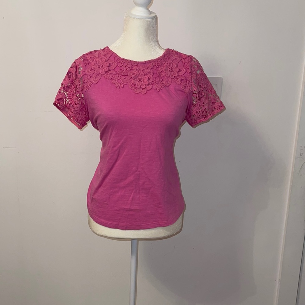 Charter Club pink embroidered top in medium